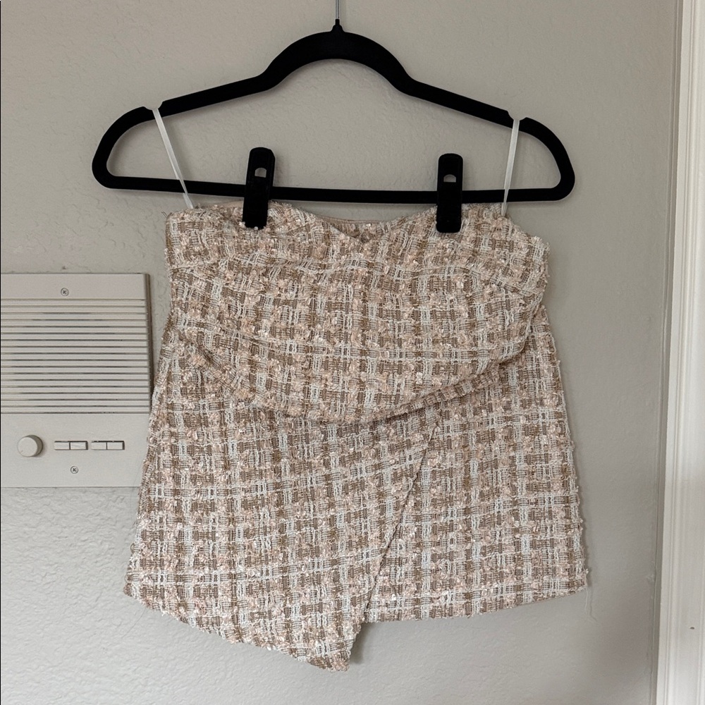 SET Chic Tweed Skirt and top in Beige and White